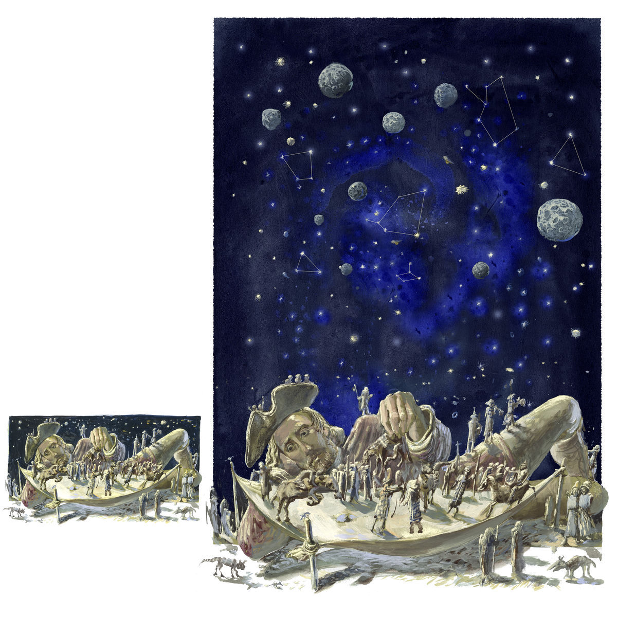 Novonamaľované pozadie v pôvodnej ilustrácii