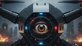 Dron s ľudským okom - obrázok vytvorený AI