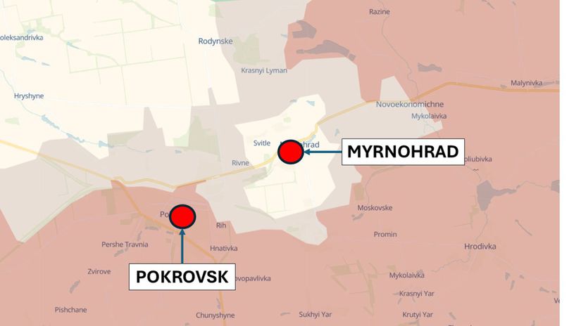 Pokrovsk a Myrnohrad, Ukrajina 8. decembra 2025...