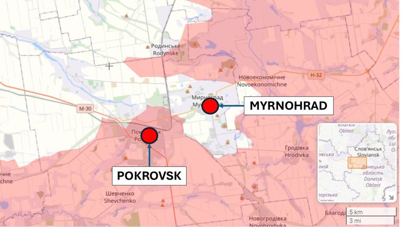 Pokrovsk a Myrnohrad, Ukrajina 9. decembra 2025...
