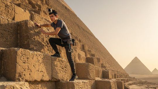 Egypt, pyramída, lezenie, polícia,