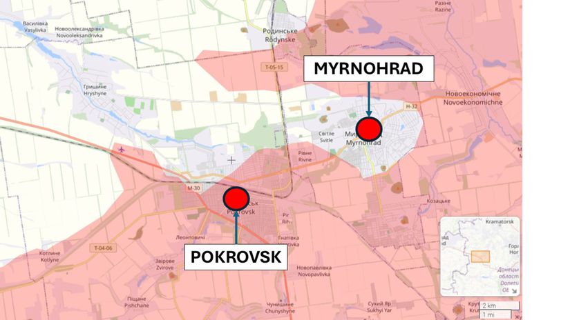 Pokrovsk a Myrnohrad, Ukrajina 14. decembra...