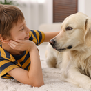 pes, zlatý retríver, chlapec,