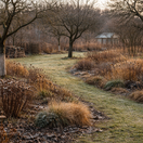 záhrada, jeseň, zima, vegetačný pokoj, pohľad do záhrady, NEPOUŽÍVAŤ