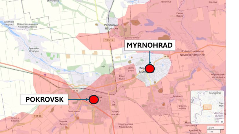 Pokrovsk a Myrnohrad, Ukrajina 23. decembra...