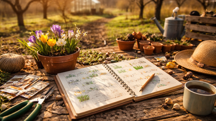 záhrada, jar, jeseň, plánovanie, kalendár,...