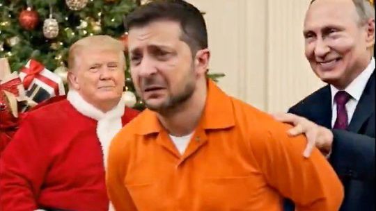 Santa Putin a Santa Trump v AI videu nadelili Zelenskému väzenie