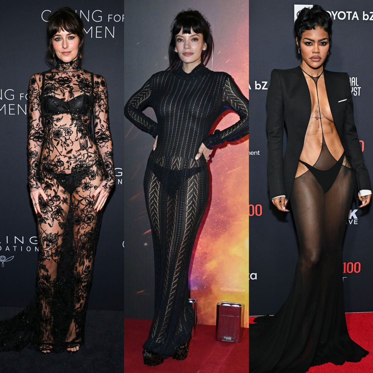 Zľava: Herečka Dakota Johnson, speváčka Lily...