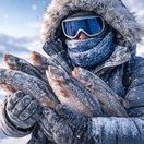 zima, sneh, mrazené ryby, Sibír, mráz