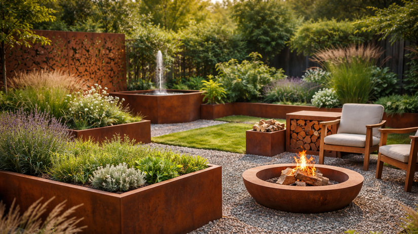 corten, ohnisko, prenosné ohnisko, záhrada,...