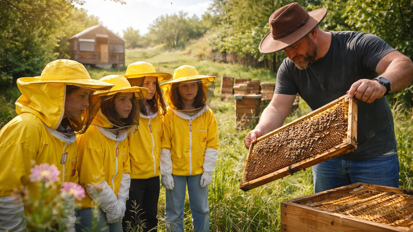 včely, včelnica, vzdelávanie, včelár, úľ, deti,...