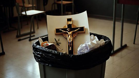 Zvesila kríž a hodila ho do koša. Prokuratúra preveruje učiteľku