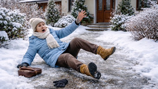 chodník, ľad, kalamita, pád, úraz, odhŕňanie,...