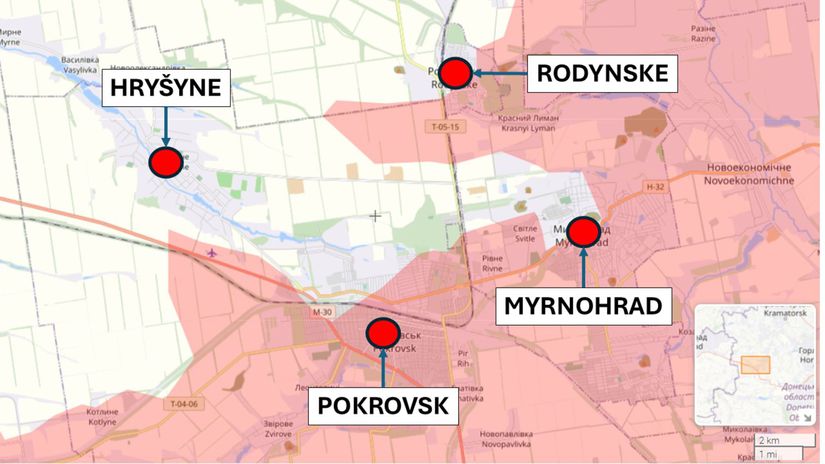 Pokrovsk a Myrnohrad, Ukrajina 13. januára 2026...