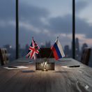 Britská a ruská vlajka - obrázok vytvorený AI