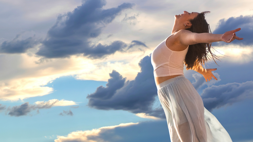 oblaky, obloha, žena,