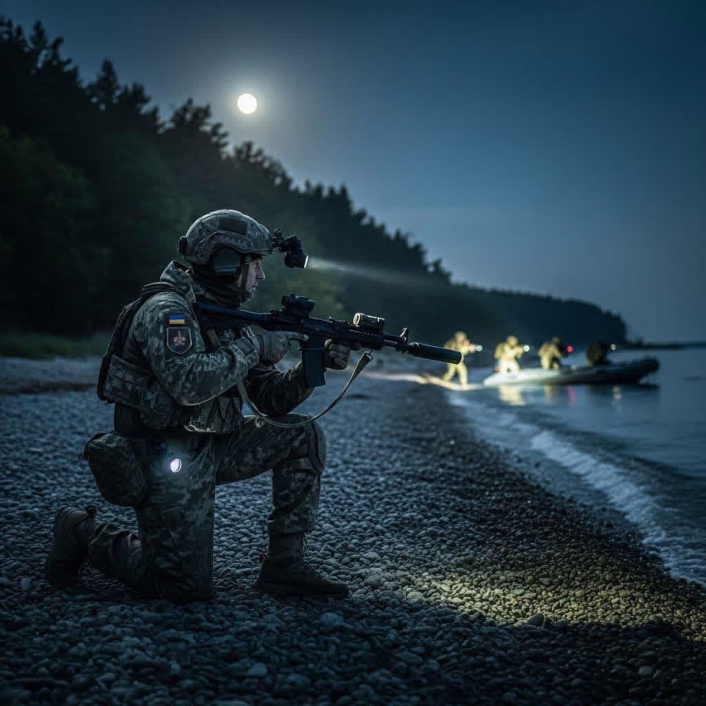 Ukrajinskí vojaci, vojna, čln,