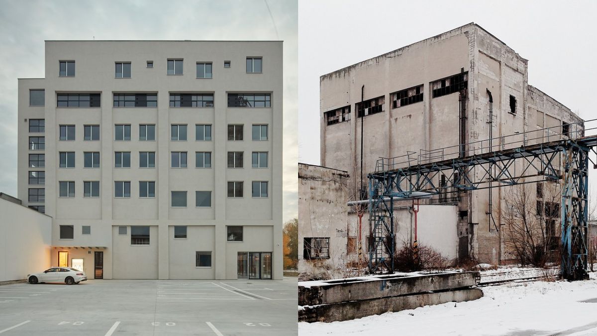 Loft Mlynica - pohľad na exteriér pred a po...