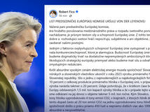 Vážená pani predsedníčka. Fico poslal von der Leyenovej list, zverejnil jeho obsah