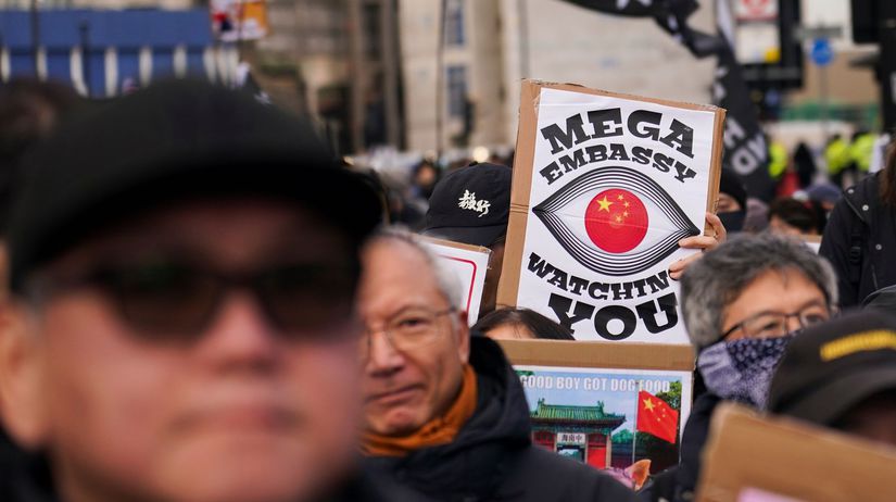 Britain China Embassy Protest