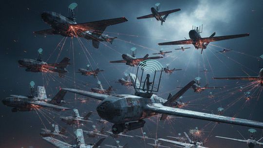 Roj dronov - obrázok vytvorený AI