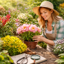 žena, kvety, záhradníctvo, NEPOUŽÍVAŤ