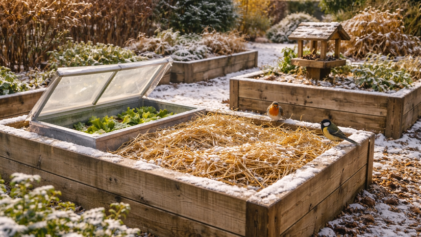 vyvýšený záhon, zvýšený záhon, zima,...