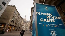 Banner pre blížiace sa zimné olympijské hry a...