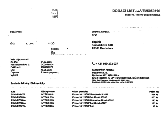 dodacie listy na mobily pre SFZ