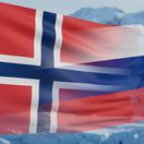 Nórska a ruská vlajka - obrázok vytvorený AI