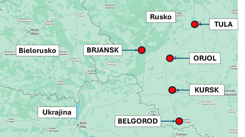 Brjansk, Tula, Orjol, Kursk a Belgorod, Rusko