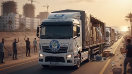 Kamión Board of Peace vezie humanitárnu pomoc...