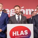 Richard Raši, Šutaj Eštók, Erik Tomáš, tlačová konferencia strany Hlas