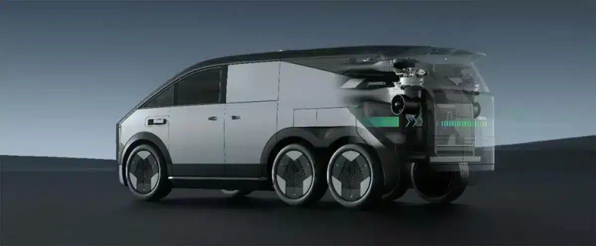 Vrtuľník je plne integrovaný do zadnej časti auta.