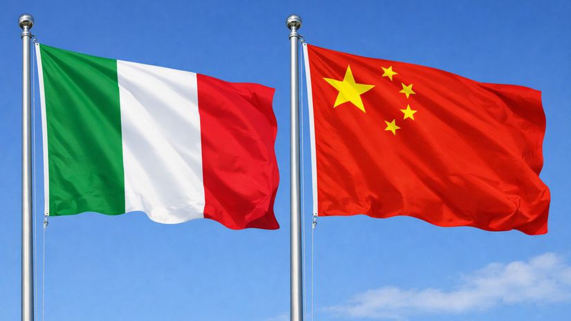 Talianska a čínska vlajka