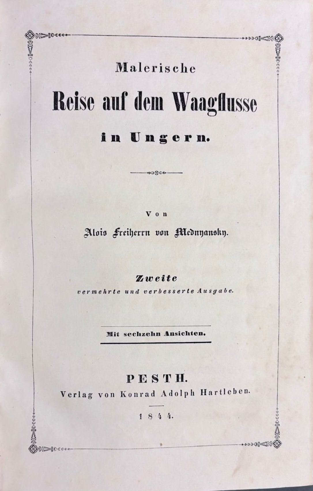 Titulný list Medňanského cestopisu z roku 1826.