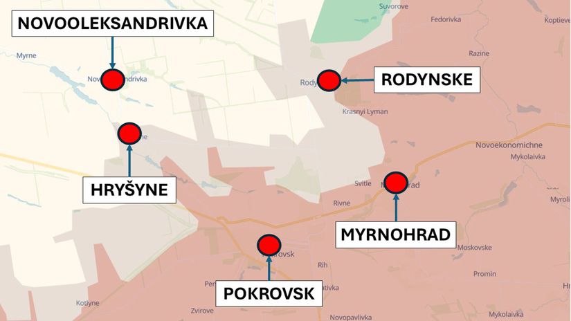 Pokrovsk a Myrnohrad, Ukrajina 19. februára...