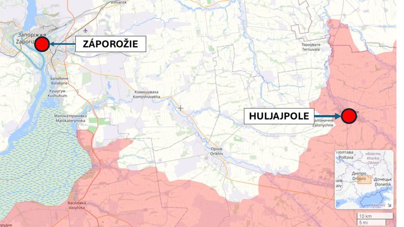 Huljajpole, Ukrajina 8. marca 2026 podľa liveuamap