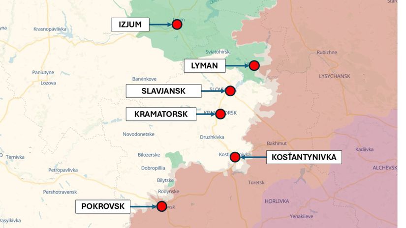 Donecká oblasť, Ukrajina 8. marca 2026 podľa...