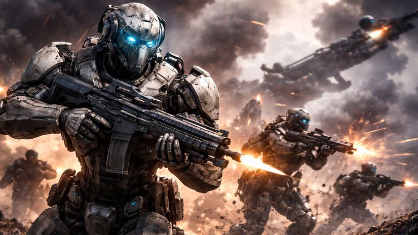 Autonómne bojové roboty - sci-fi obrázok...