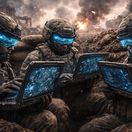 Vojaci s AI v zákope - obrázok vytvorený AI