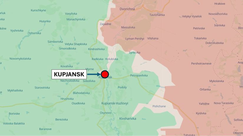 Kupjansk, Ukrajina 19. marca 2026 podľa DeepState