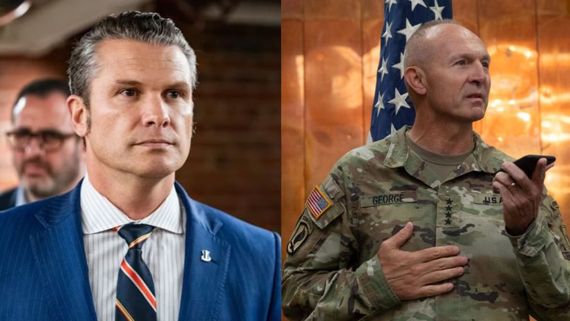 Minister obrany USA Pete Hegseth a generál...