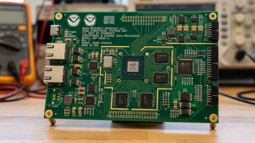 Doska s plošnými spojmi - obrázok vytvorený AI