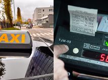 Koláž jazda taxíkom