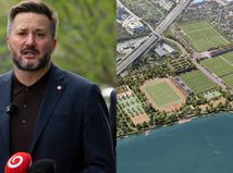 Koláž Zlaté piesky, na snímke Matúš Vallo a vizualizácia. 