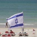 Izrael, Tel Aviv, pláž, vlajka