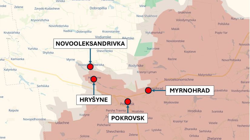Pokrovský smer, Ukrajina 25. apríla 2026 podľa...