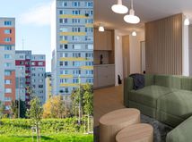 Interiér zrekonštruovaného bytu a ilustračný záber na panelák.