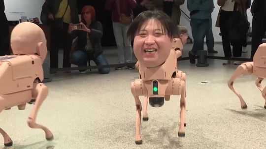 VIDEO: Fantastické? Nechutné? Umelec nasadil psím robotom slávne ľudské hlavy, ktoré 'kadia' fotografie v ich štýle